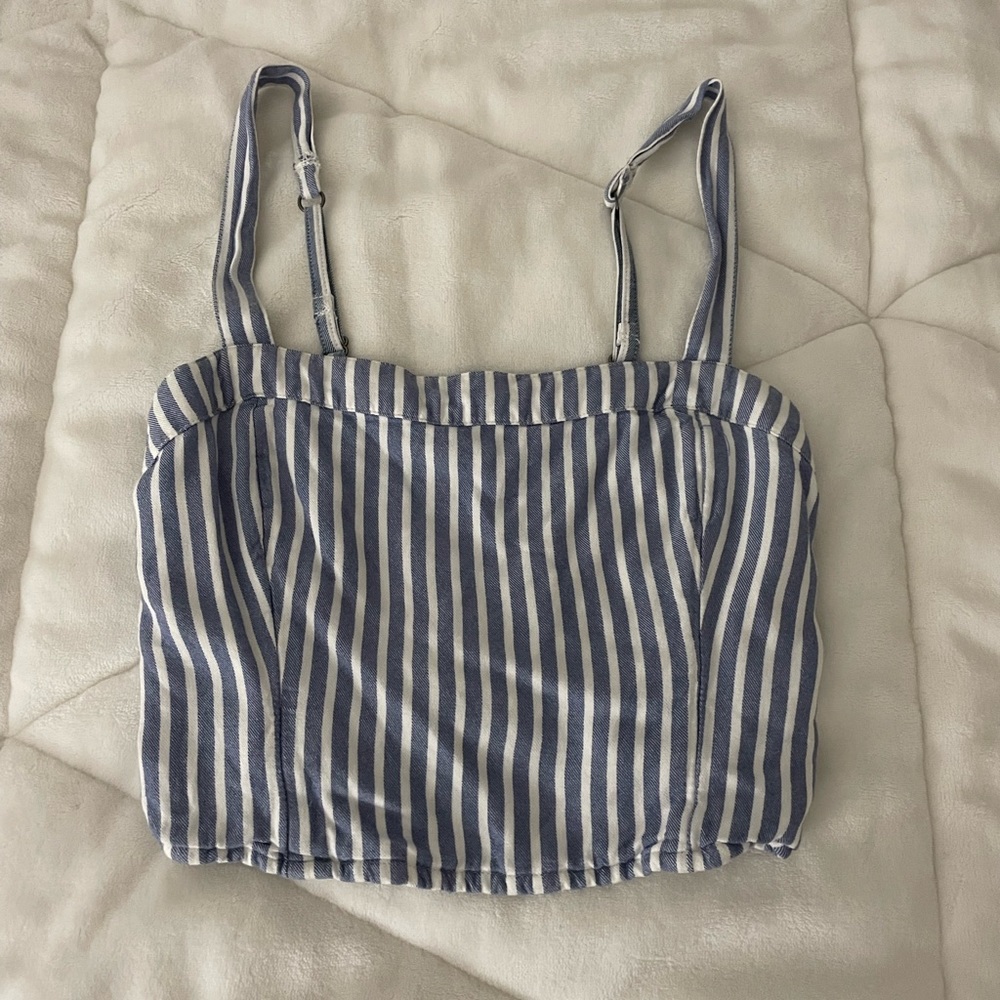 hollister blue and white stripe tank top